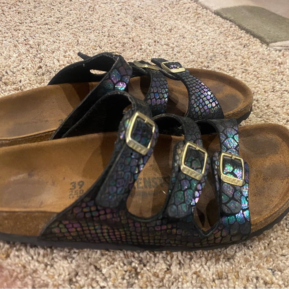 Birkenstock Women Black Iridescent Sandals size 39 - Picture 2 of 3
